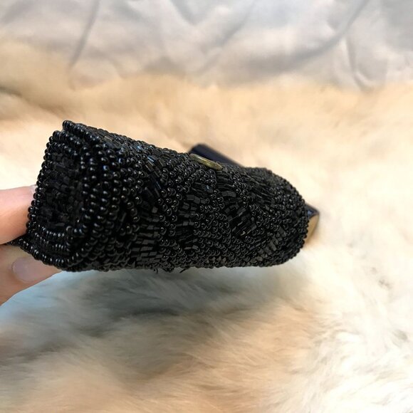 Vintage Beaded Lipstick Case Black with Mirror - Picture 5 of 7
